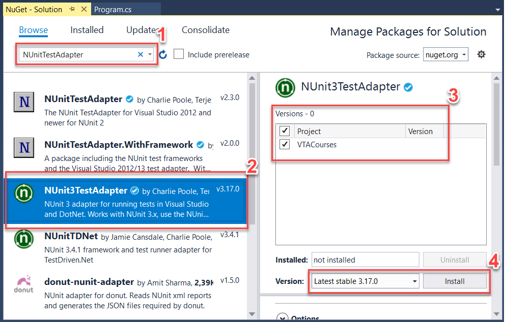 Selenium C# - VTA Courses