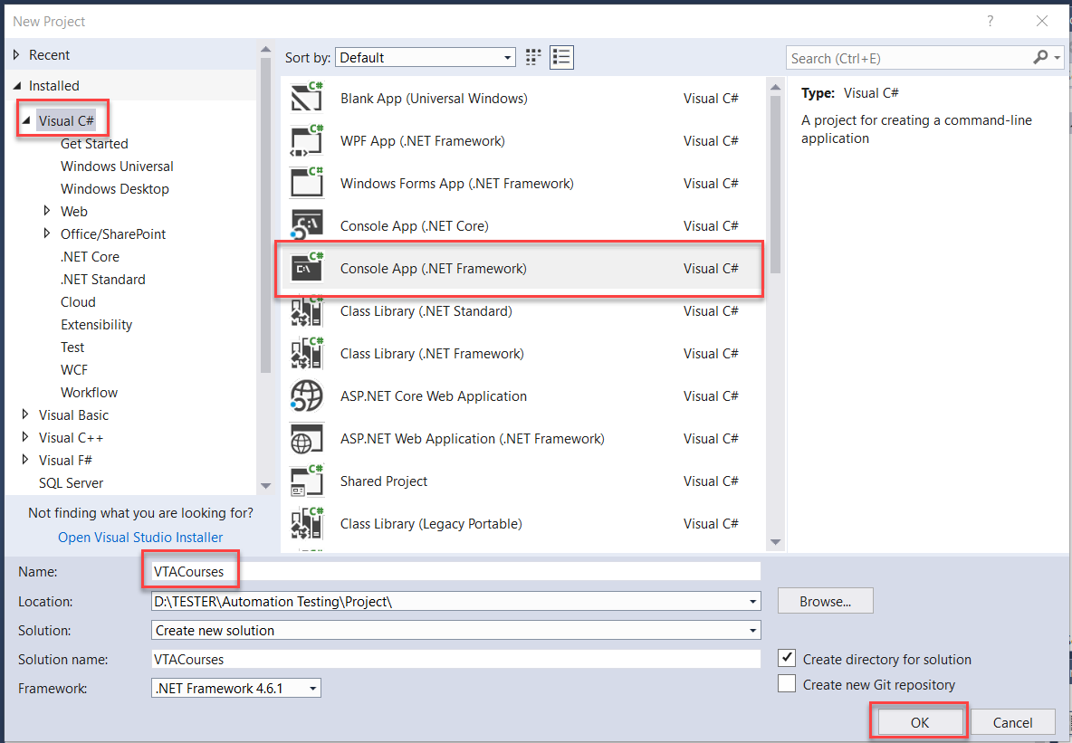 Selenium C# - VTA Courses