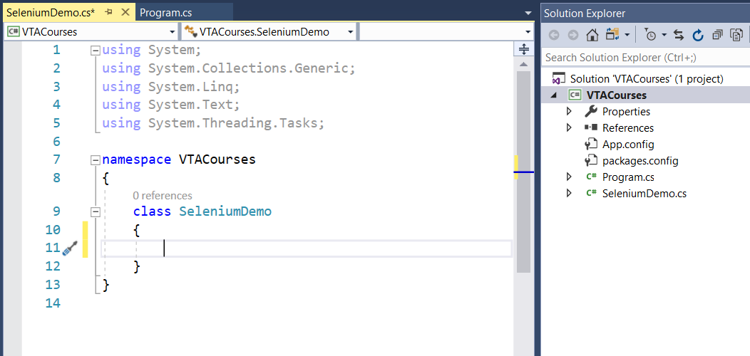 Selenium C# - VTA Courses