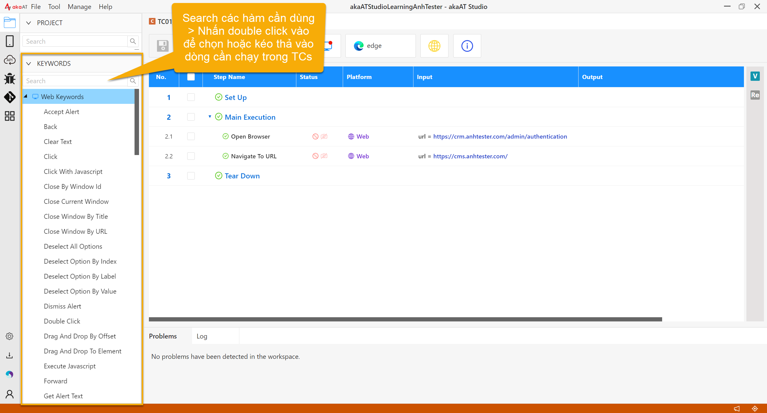 [akaAT Studio] Bài 5: Sử dụng các hàm xử lý cơ bản với website trong akaAT Studio | Anh Tester