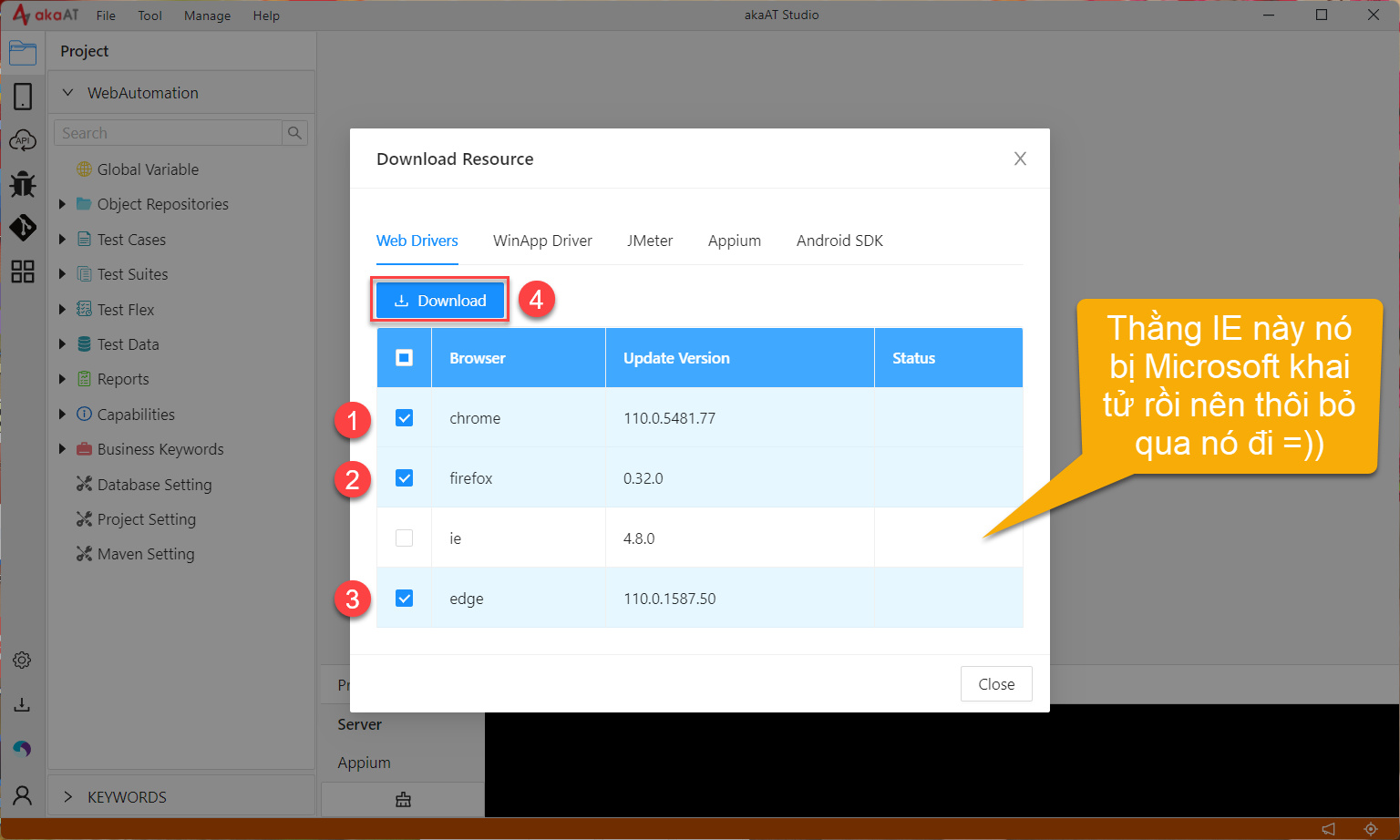 Tạo test case và Record các bước Login