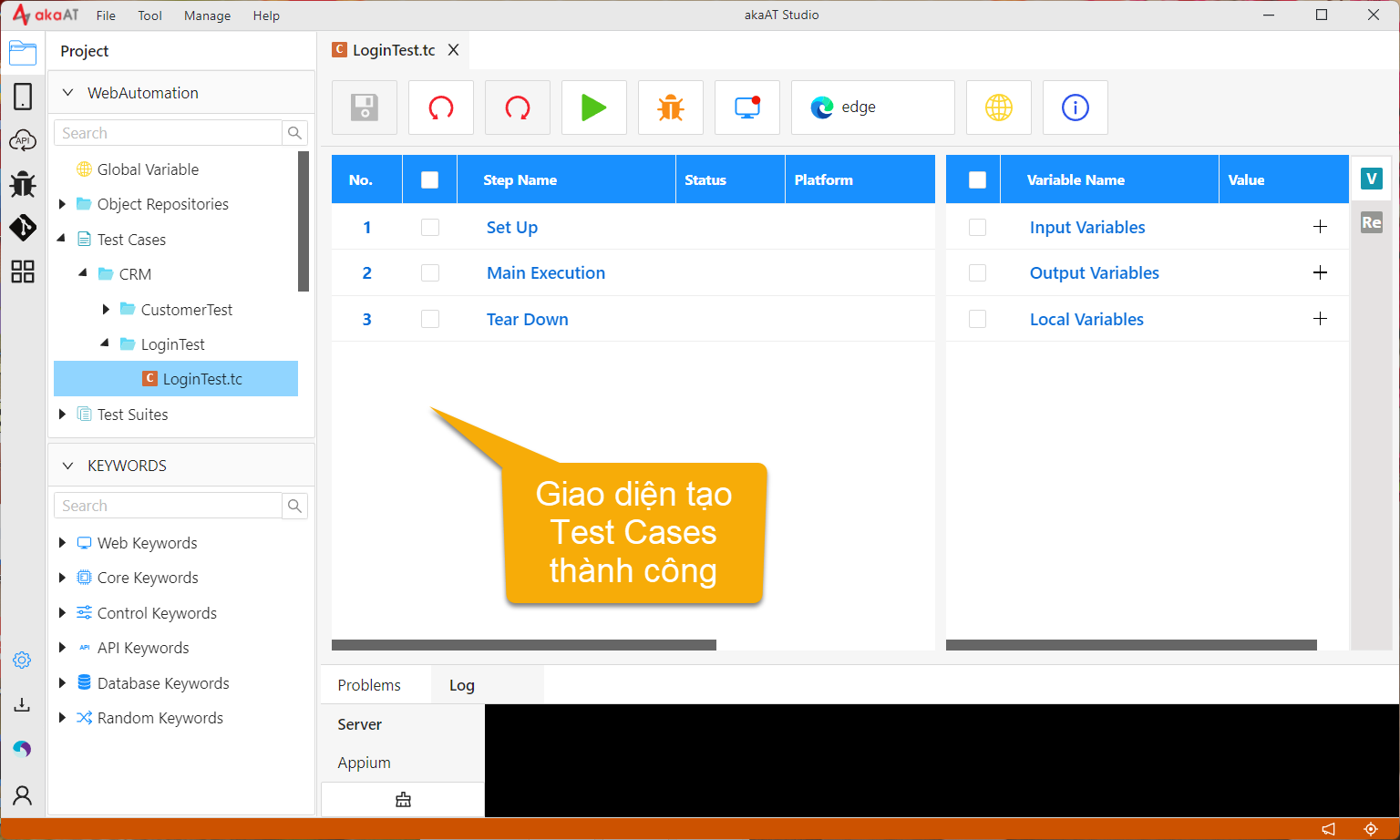 Tạo test cases trên akaAT Studio