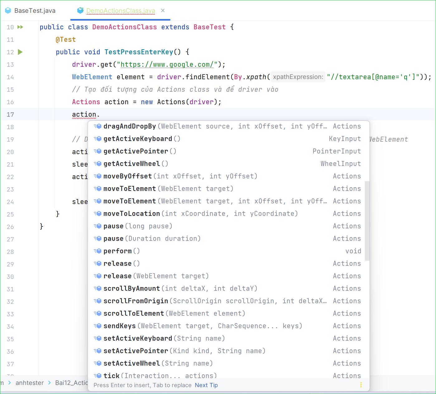 [Selenium Java] Bài 12: Xử lý hành động với Actions class Robot class | Anh Tester