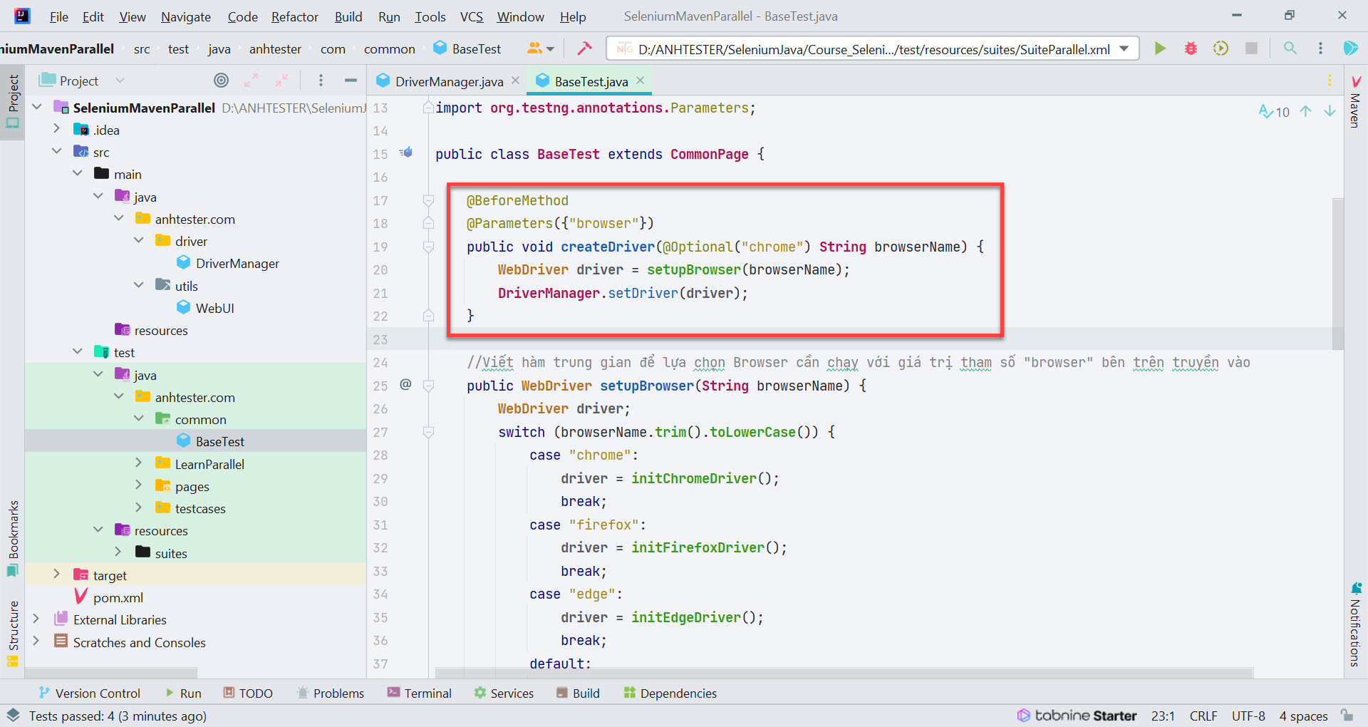 [Selenium Java] Bài 26: Thiết kế lại driver của project POM để chạy parallel execution | Anh Tester