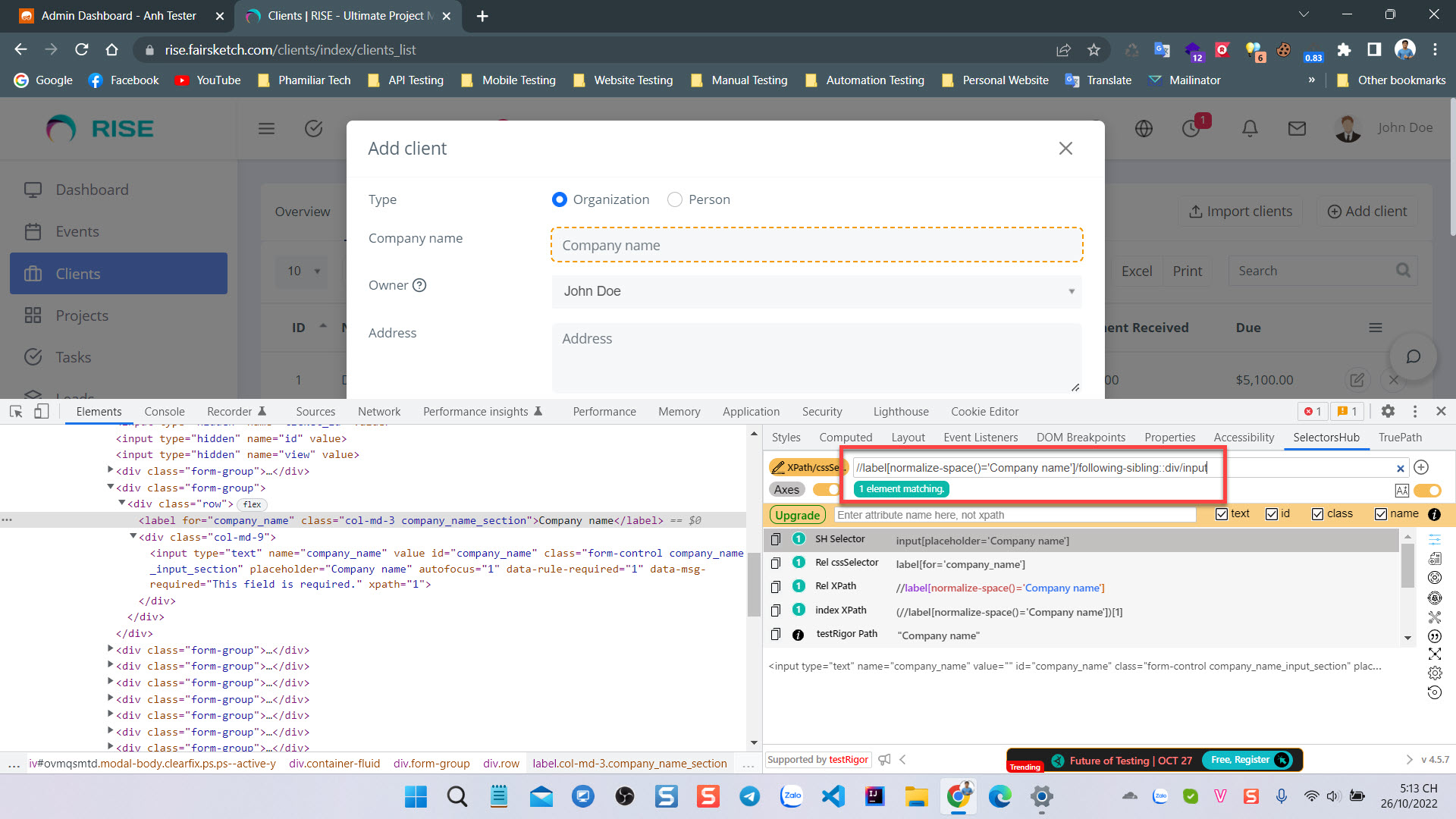 [Selenium Java] Bài 5: Cách xác định Locators của Element trên website | Anh Tester