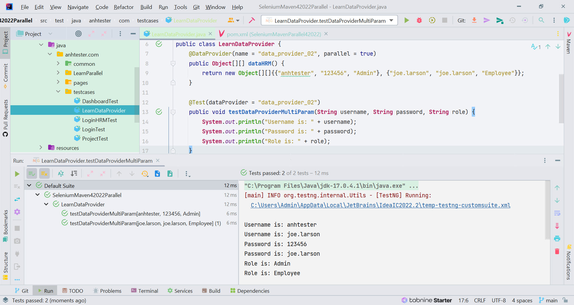 [Selenium Java] Bài  29: Sử dụng DataProvider trong TestNG để truyền data test | Anh Tester