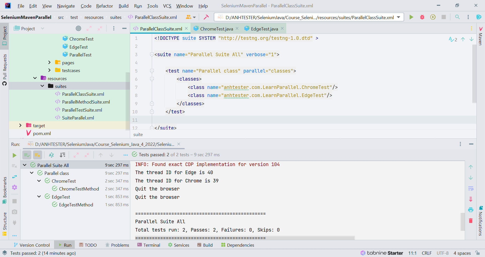 [Selenium Java] Bài 25: Chạy test case song song với Parallel Execution trong TestNG | Anh Tester