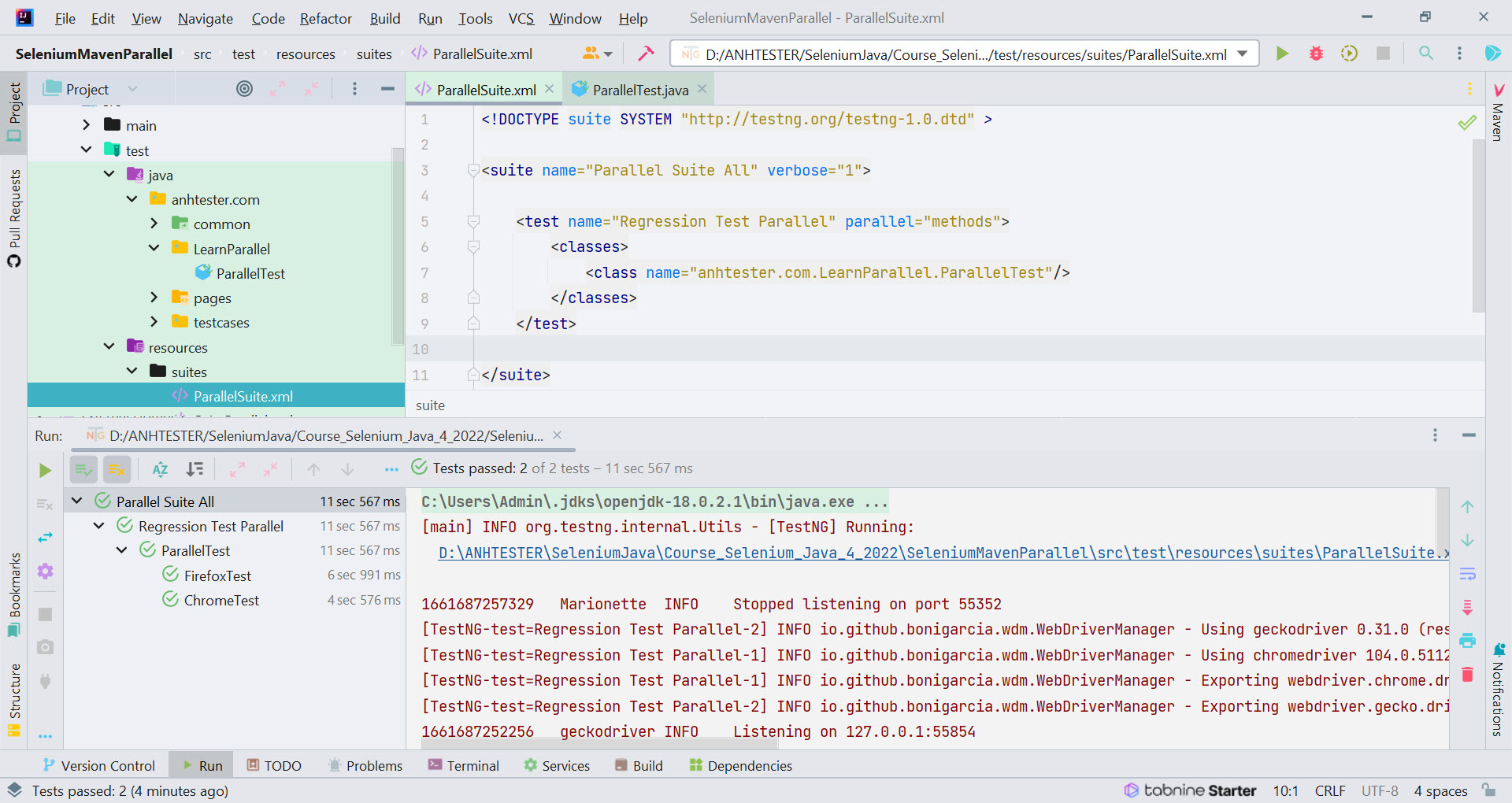 [Selenium Java] Bài 25: Chạy test case song song với Parallel Execution trong TestNG | Anh Tester
