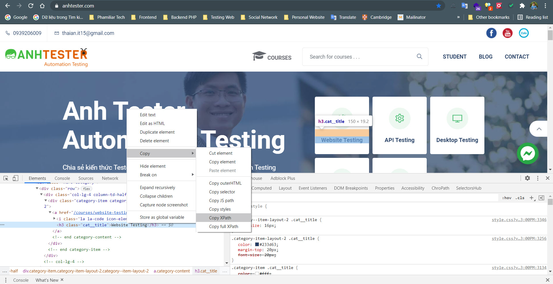 [Selenium Java] Bài 5: Cách xác định Locators của Element trên website | Anh Tester
