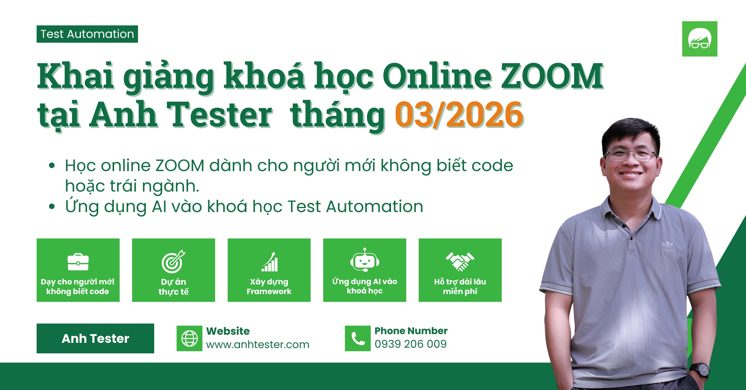 🚀Lịch khai giảng khoá học Online ZOOM tại Anh Tester tháng 3/2026