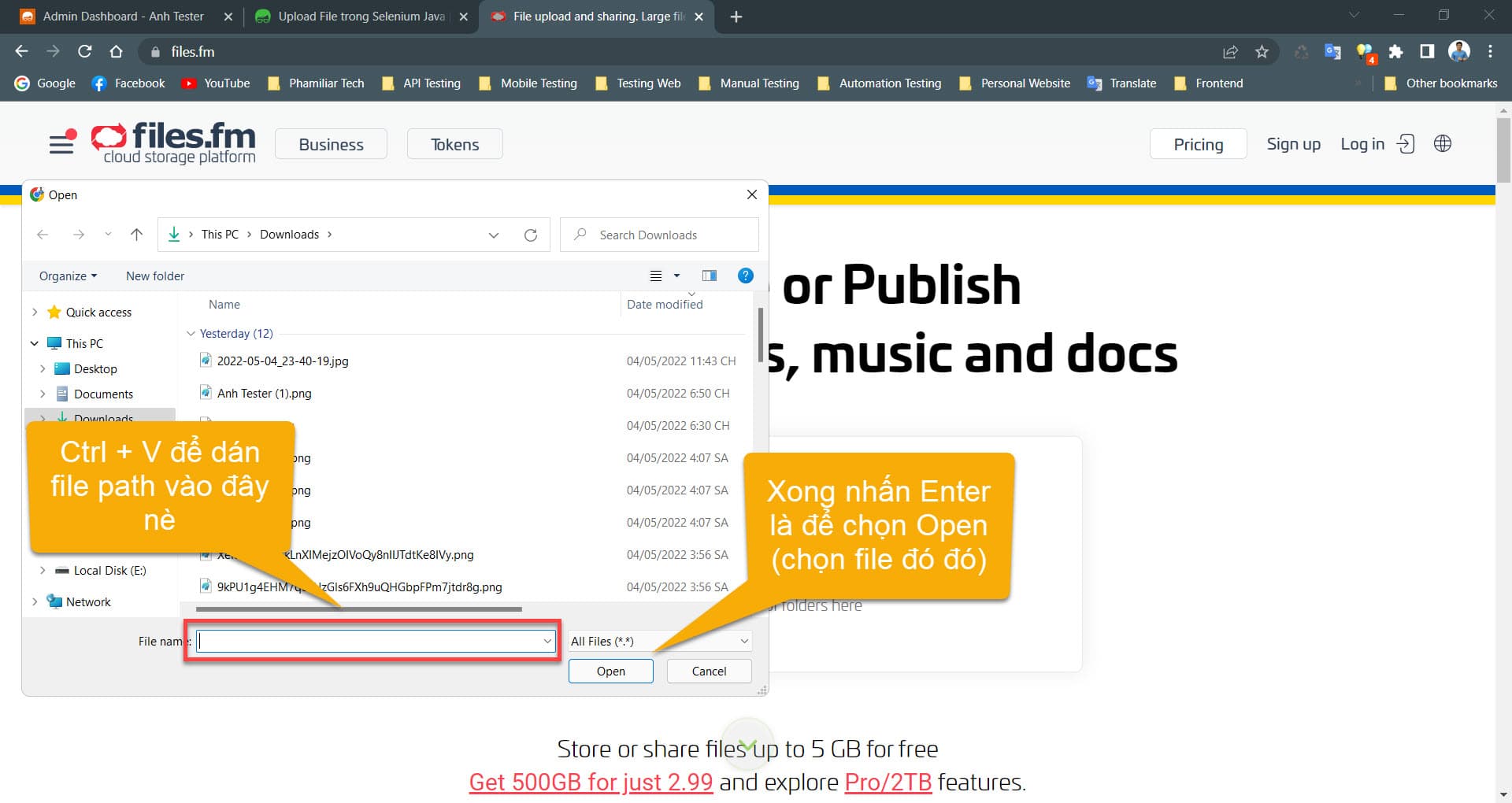 Upload File trong Selenium Java | Anh Tester